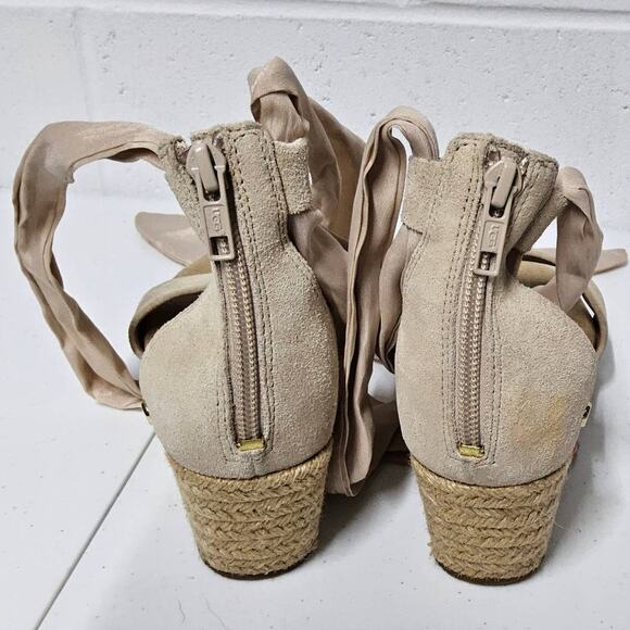 UGG Women's Size 6 Espadrille Shoes Heels‎ Suede Tie up - Picture 4 of 8